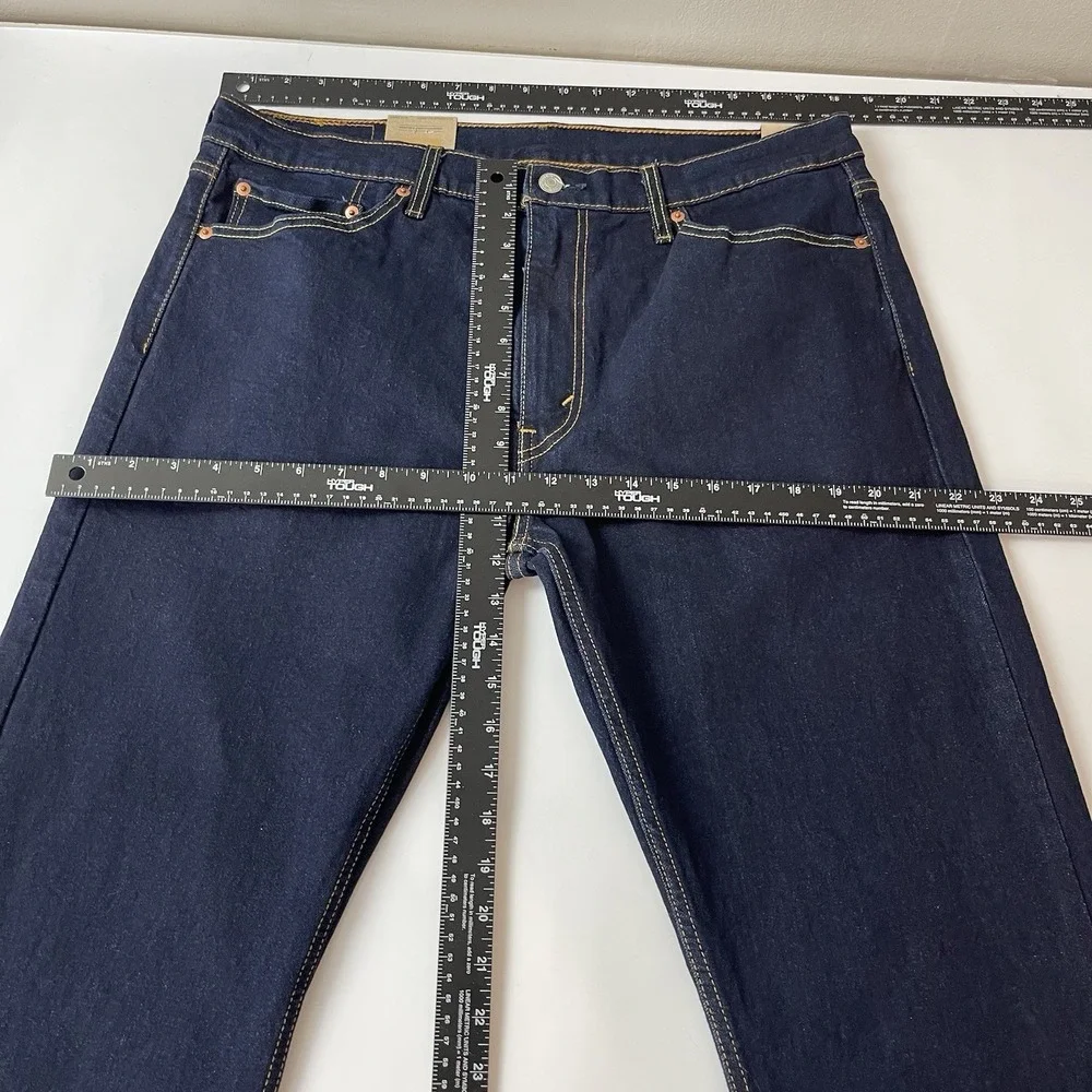 Levis Jeans Mens 36x30 Blue 513 Straight Fit Dark Wash Denim Grunge Cowboy